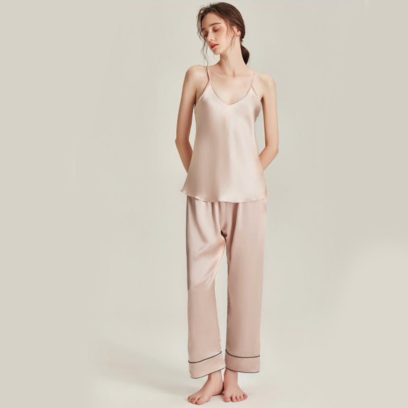 Silk pajama Set with Robe 3PCS Pink