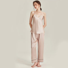 Silk pajama Set with Robe 3PCS Pink