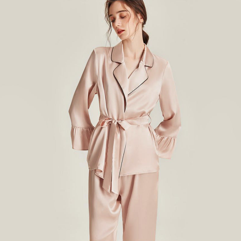 Silk pajama Set with Robe 3PCS Pink