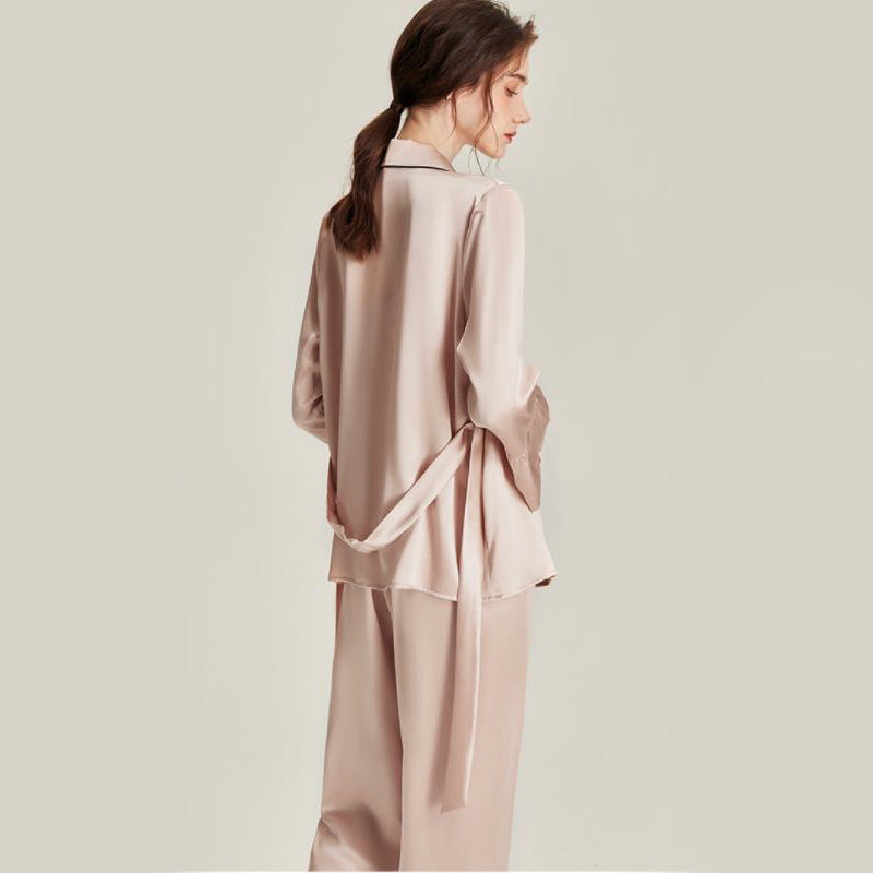 Silk pajama Set with Robe 3PCS Pink
