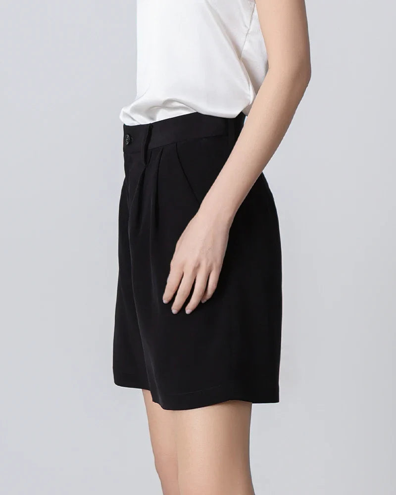 40 Momme Silk Bermuda Shorts Black