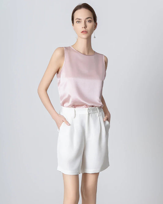 40 Momme Silk Bermuda Shorts White