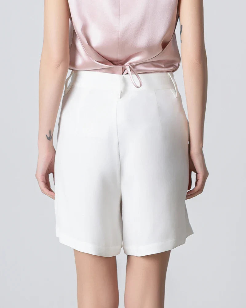 40 Momme Silk Bermuda Shorts White
