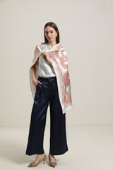 Silk Scarf with Vintage Castle Pattern