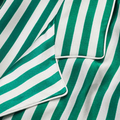 Silk Short Pajamas Set Stripe Style Green
