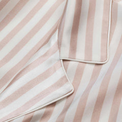 Silk Short Pajamas Set Stripe Style Pink