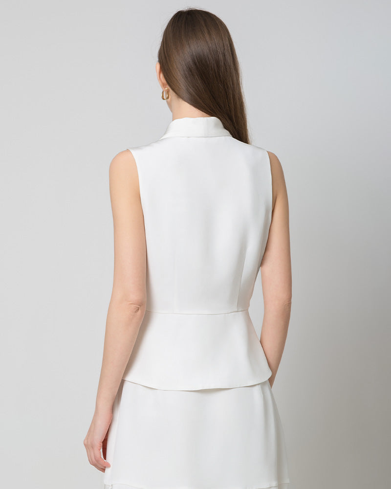 40 Momme V-Neck Silk Vest White