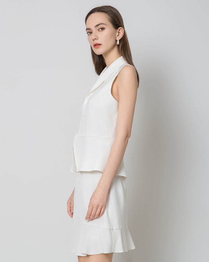 40 Momme V-Neck Silk Vest White