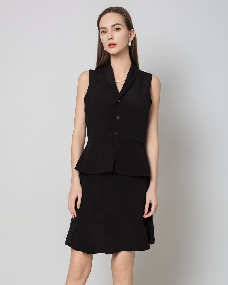 40 Momme V-Neck Silk Vest Black