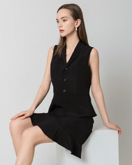 40 Momme V-Neck Silk Vest Black