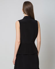 40 Momme V-Neck Silk Vest Black