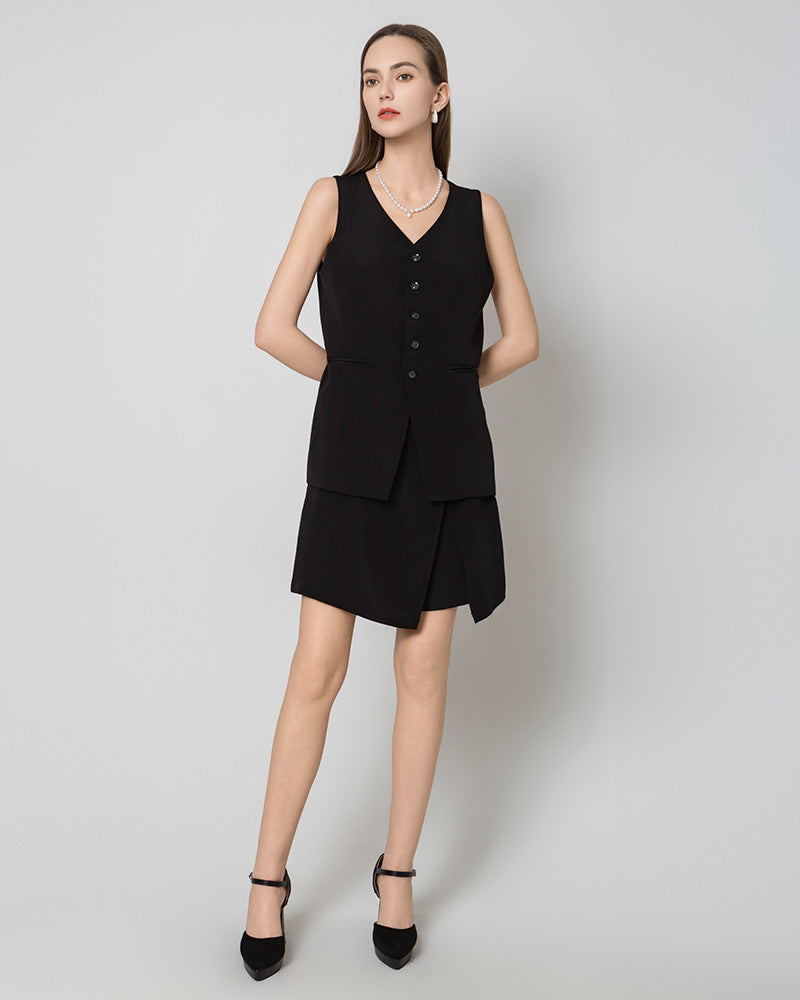 40 Momme Mini Wrap Silk Skirts Black