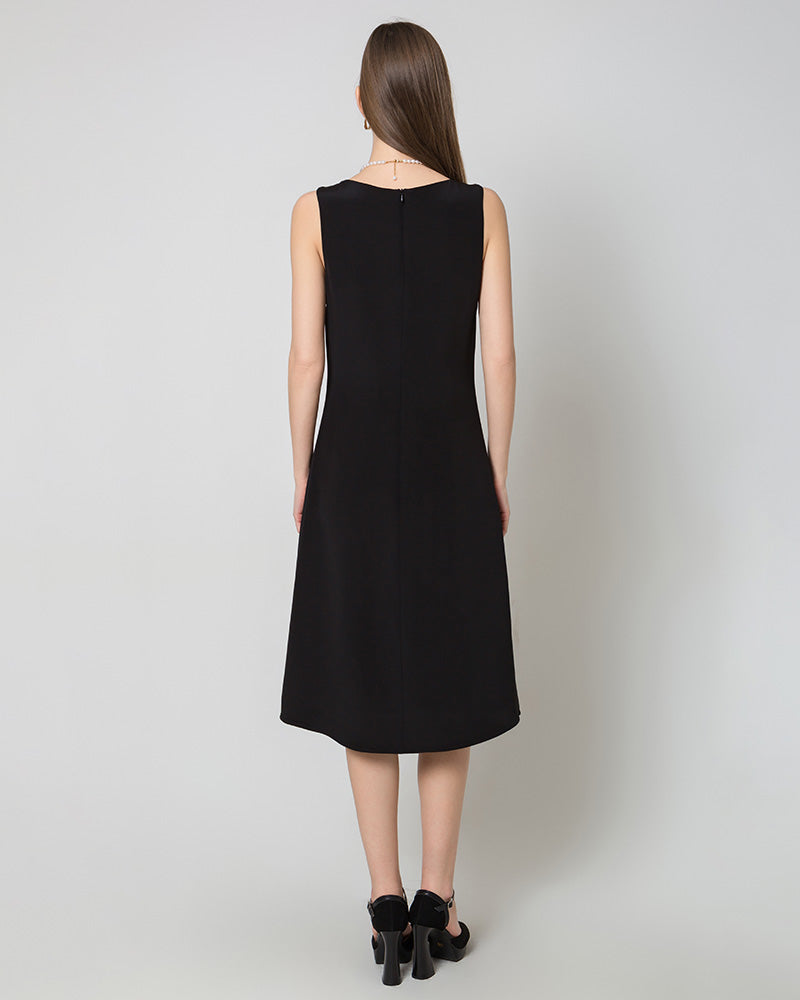 40 Momme Silk Midi Dress Black