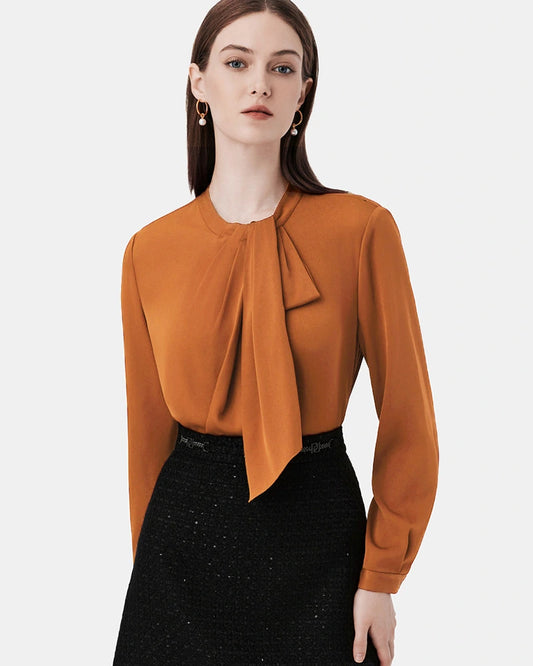 Silk Tie Neck Blouse for Women