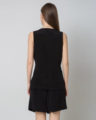 40 Momme Silk Blazer Vest Black