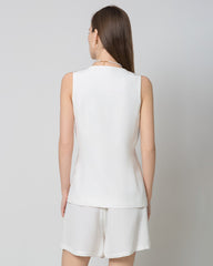 40 Momme Silk Blazer Vest White