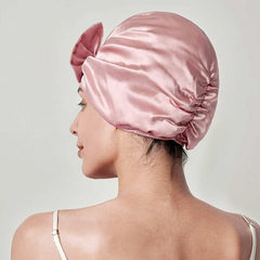Silk Vintage Bow-Knot Sleep Cap Pink