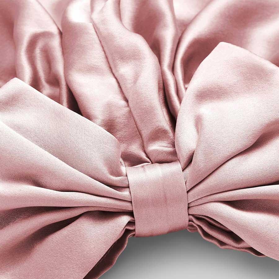 Silk Vintage Bow-Knot Sleep Cap Pink