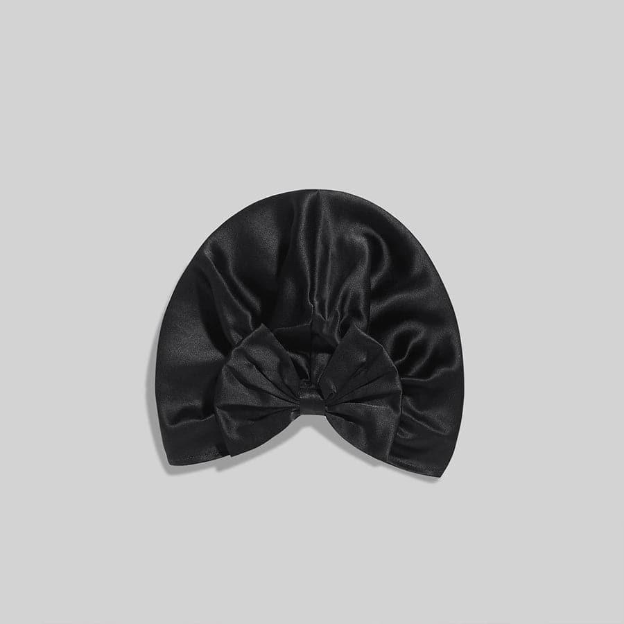 Silk Vintage Bow Knot Sleep Cap Black