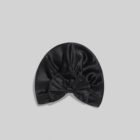 Silk Vintage Bow Knot Sleep Cap Black