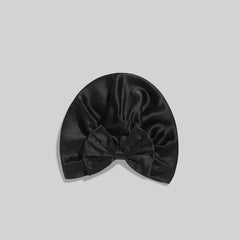 Silk Vintage Bow Knot Sleep Cap Black