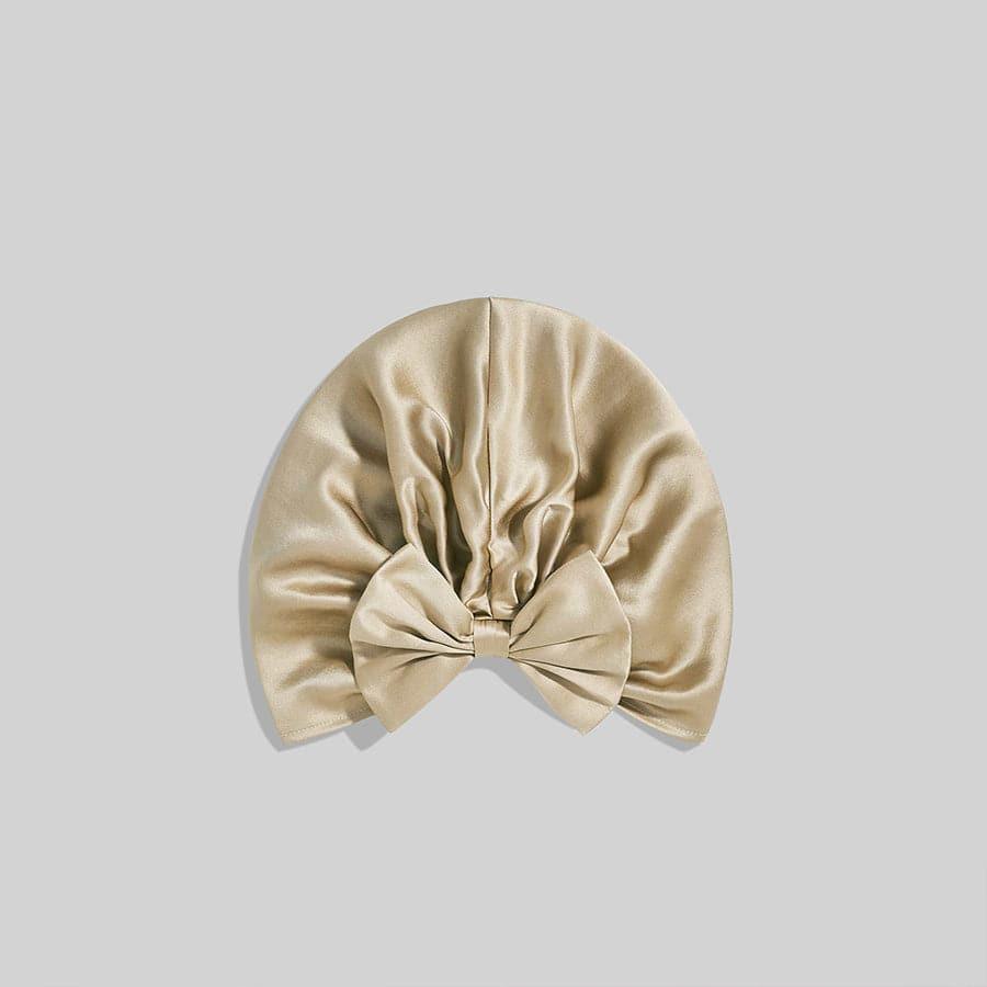 Silk Vintage Bow Knot Sleep Cap Champagne