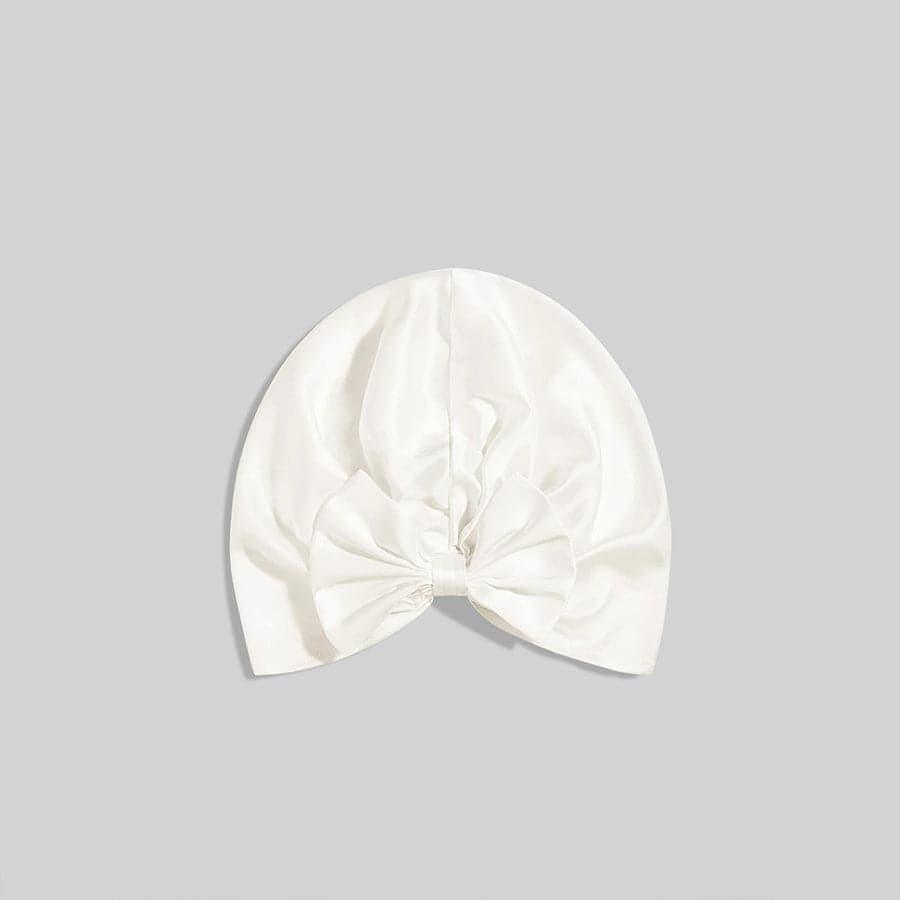 Silk Vintage Bow Knot Sleep Cap Ivory