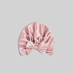 Silk Vintage Bow Knot Sleep Cap Pink