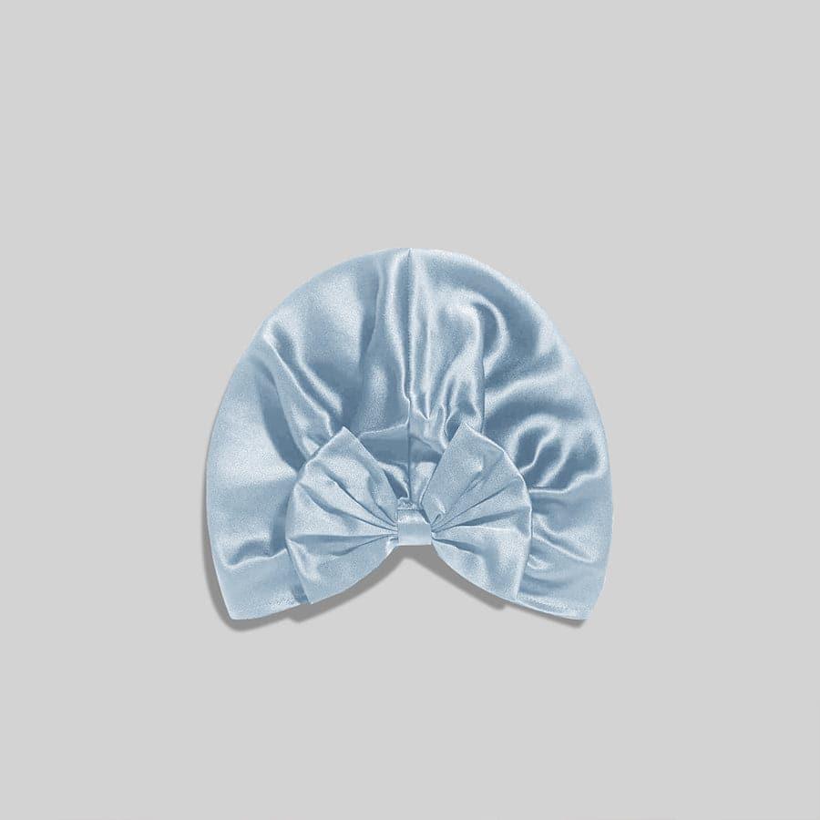Silk Vintage Bow Knot Sleep Cap Sky Blue