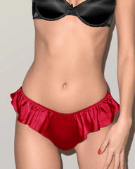 Silk Wireless Triangle Bra and Ruffle Thong Set