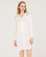 22 Momme Silk Lace Nightshirt White