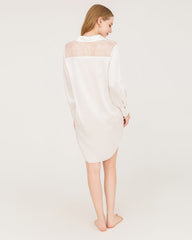 22 Momme Silk Lace Nightshirt White