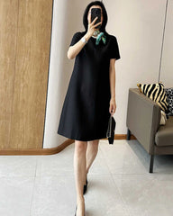 Silk and Wool Short Sleeve Midi Dress