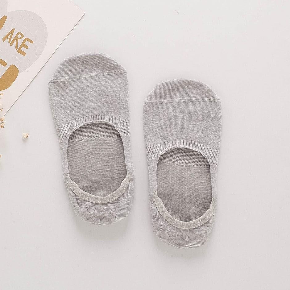 Skin-friendly Women's Silk Invisible Boat Socks Grey