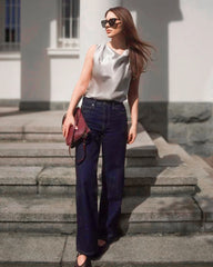 Sleeveless Silk Blouse Cowl Collar Tops for Women Grey