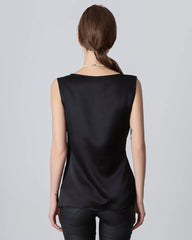 Sleeveless Wrap Silk Top Black
