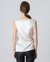 Sleeveless Wrap Silk Top White