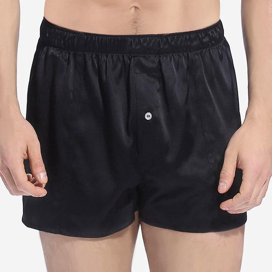 Soft Comfy Fitted Draping Silk Boxer for Men Black