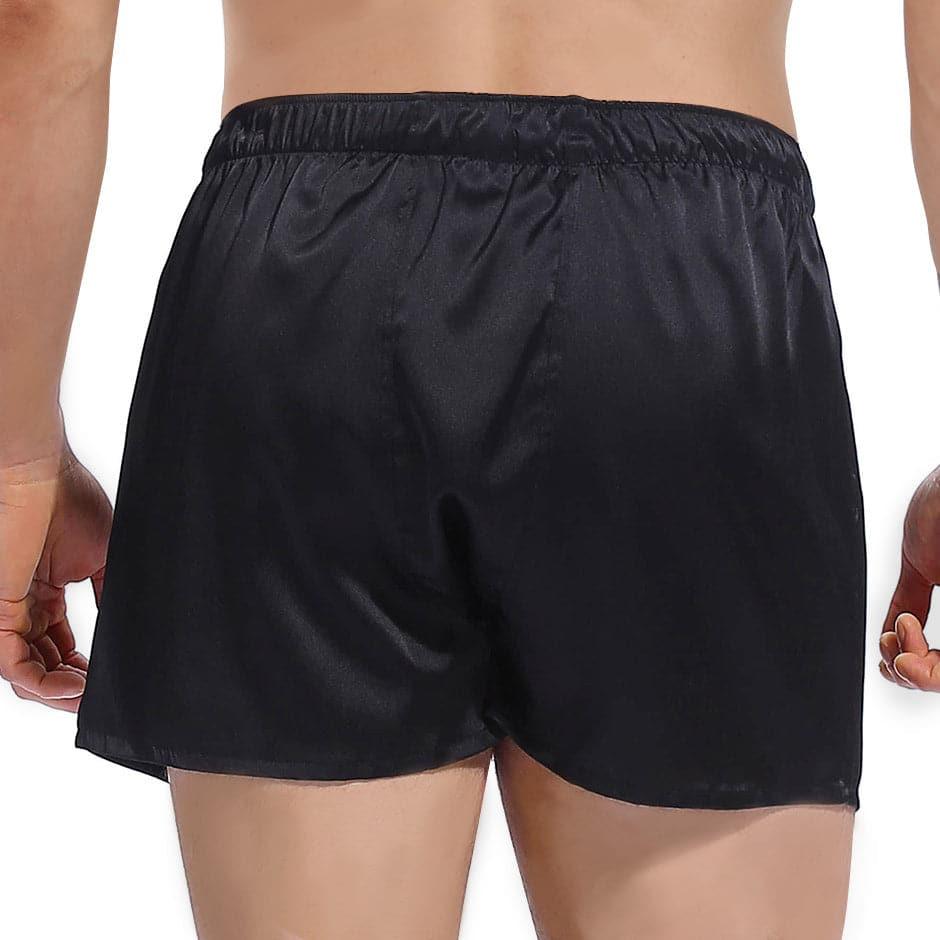 Soft Comfy Fitted Draping Silk Boxer for Men Black