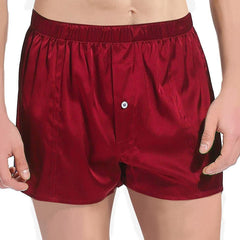 Soft Comfy Fitted Draping Silk Boxer for Men Burgundy