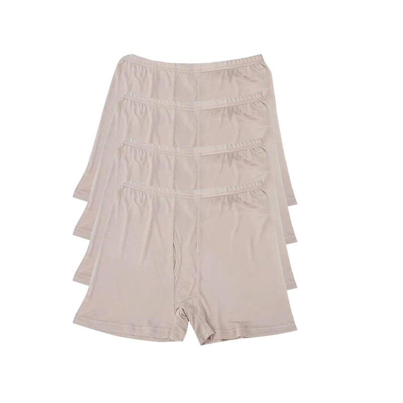 Soft Silk Knitted Boxer Shorts 4Pcs for Men Beige