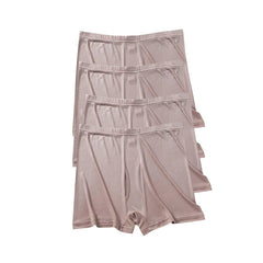 Soft Silk Knitted Boxer Shorts 4Pcs for Men Brown