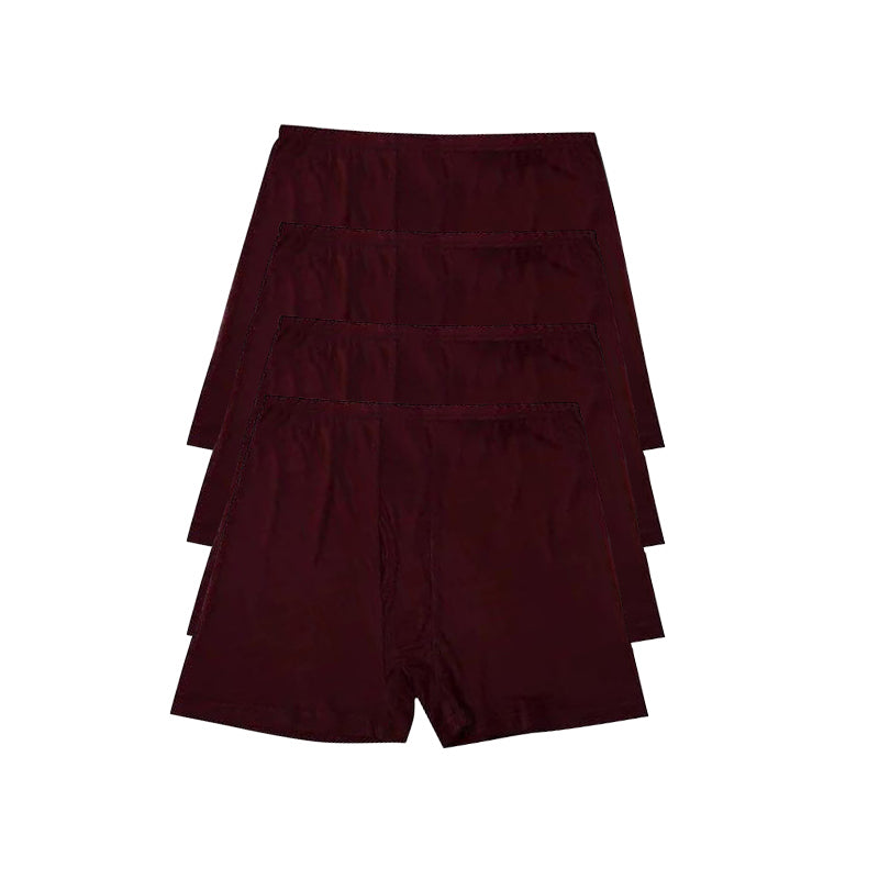 Soft Silk Knitted Boxer Shorts 4Pcs for Men Red