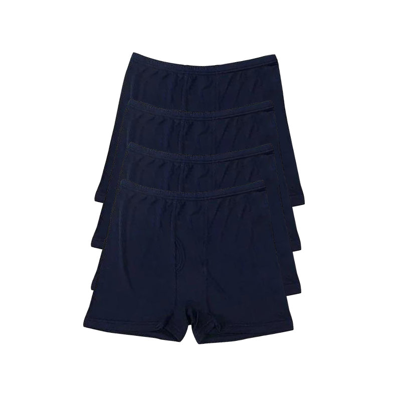 Soft Silk Knitted Boxer Shorts 4Pcs for Men Navy