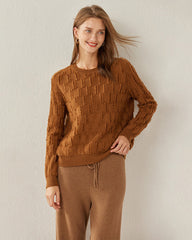 Solid Color Crew Neck Luxe Cashmere Sweater