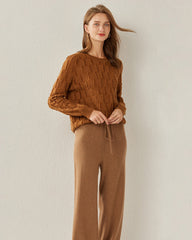 Solid Color Crew Neck Luxe Cashmere Sweater