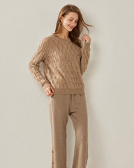 Solid Color Crew Neck Luxe Cashmere Sweater