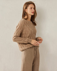 Solid Color Crew Neck Luxe Cashmere Sweater