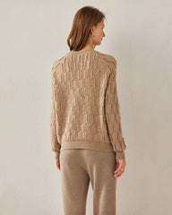 Solid Color Crew Neck Luxe Cashmere Sweater