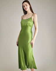 Solid Color Silk Satin Slip Long Dress